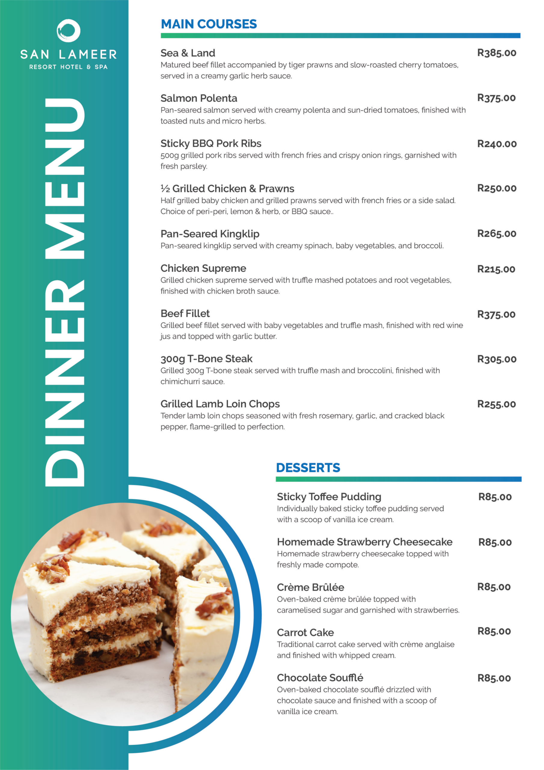 SLH A-La-Carte Menu | San Lameer Hotel Restaurant