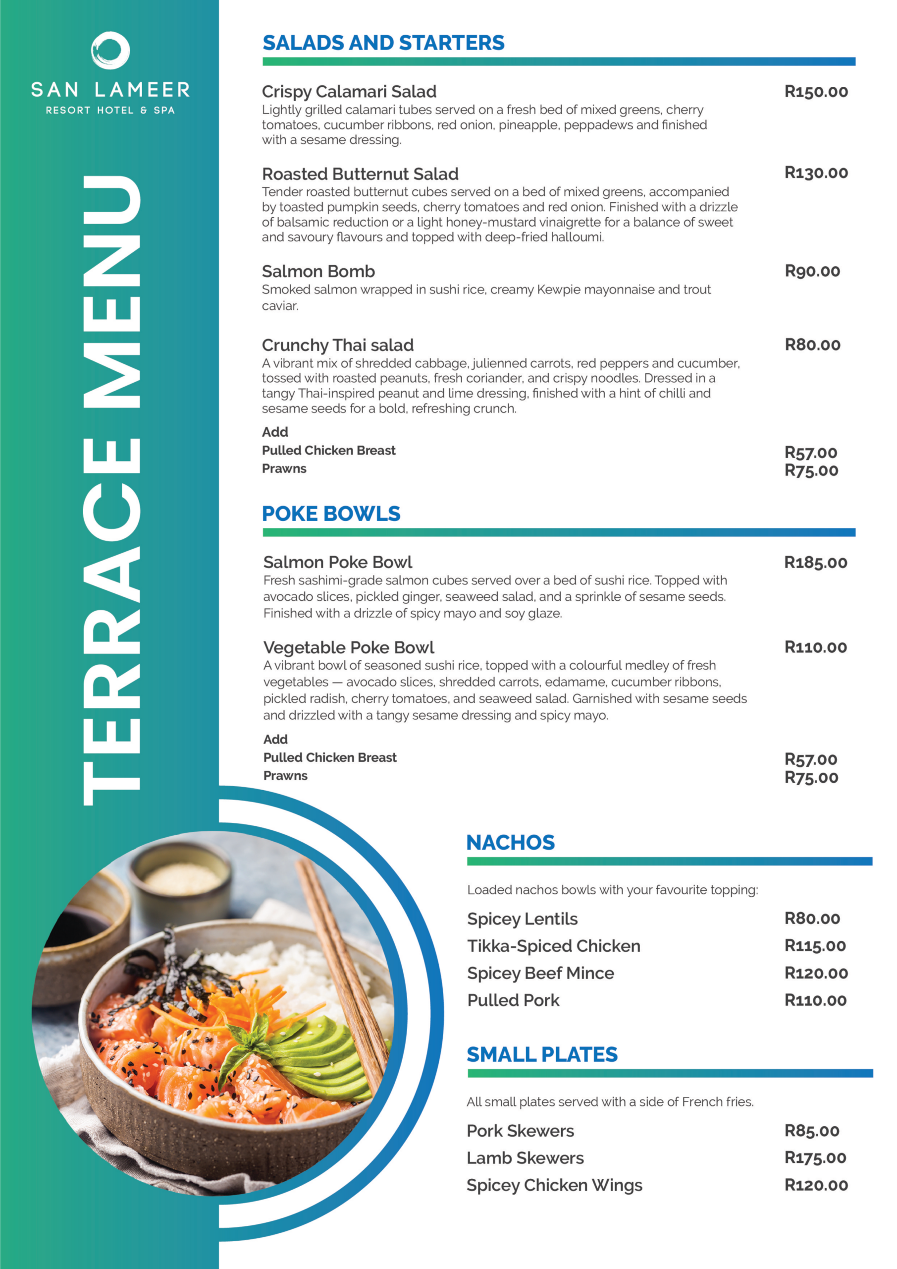 SLH Terrace Menu | San Lameer Hotel Restaurant